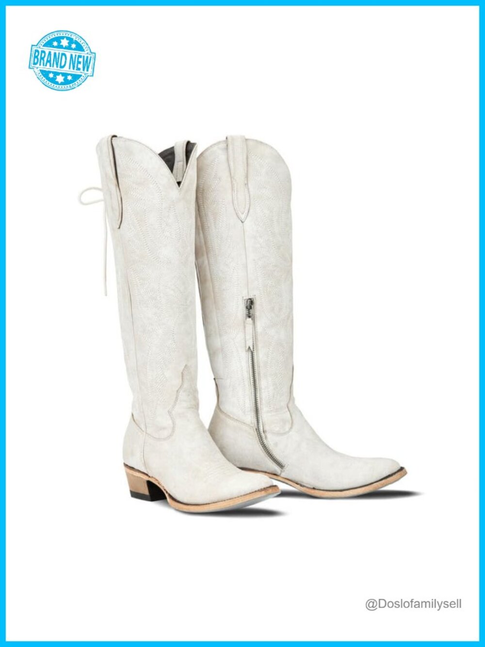 Over the Knee Cowboy Boots Block Heel Adjustable Thigh High